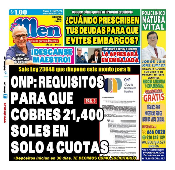 Portada Diario El Men (24/11/2025)