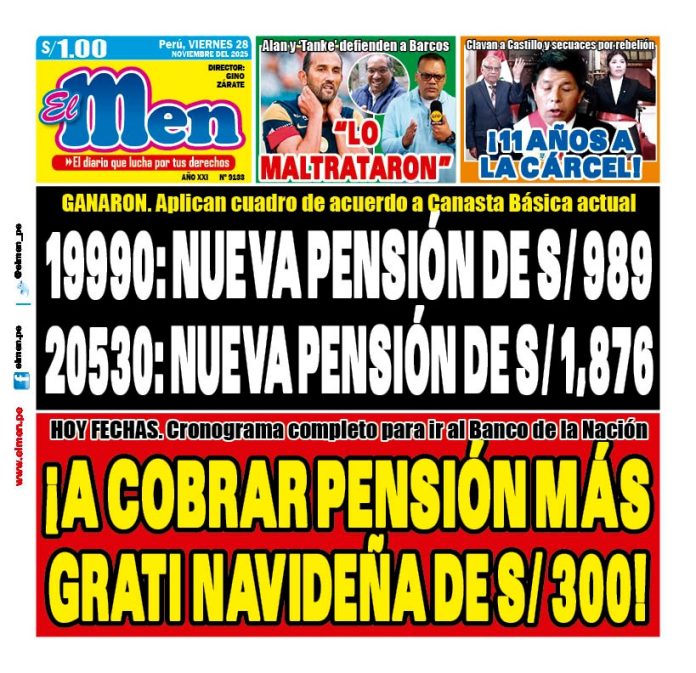 Portada Diario El Men (28/11/2025)