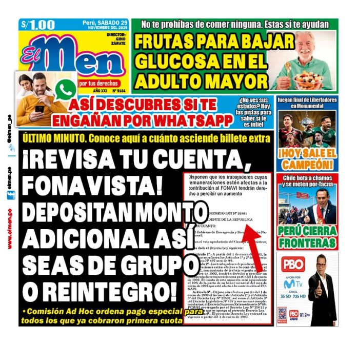 Portada Diario El Men (29/11/2025)