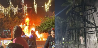 Árbol navideño se incendia en México