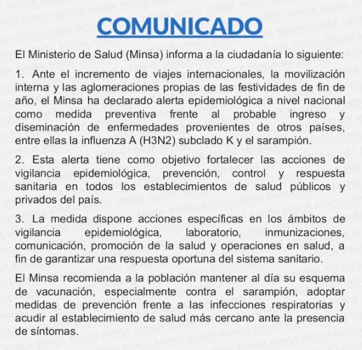 Minsa - alerta epidemiológica - H3N2