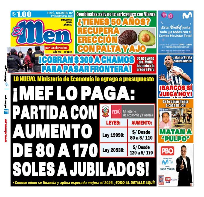 Portada Diario El Men (2/12/2025)