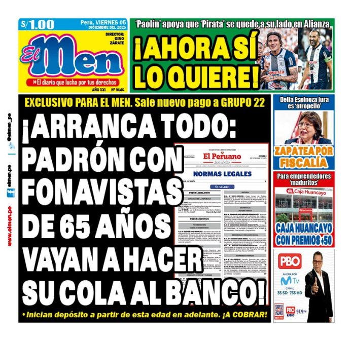 Portada Diario El Men (5/12/2025) Portada Diario El Men (5/12/2025)