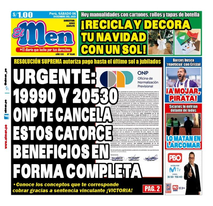 Portada Diario El Men (6/12/2025)