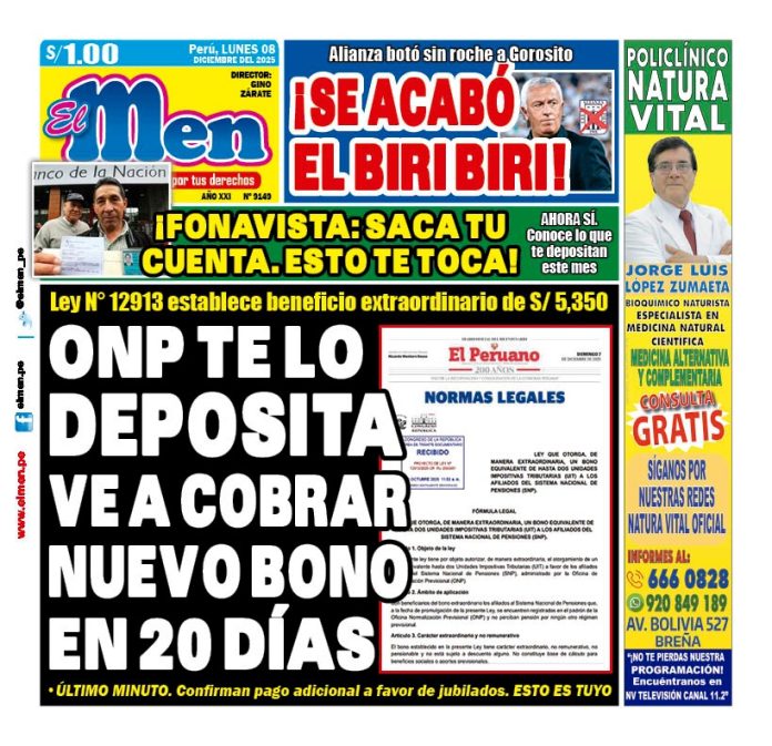 Portada Diario El Men (8/12/2025)
