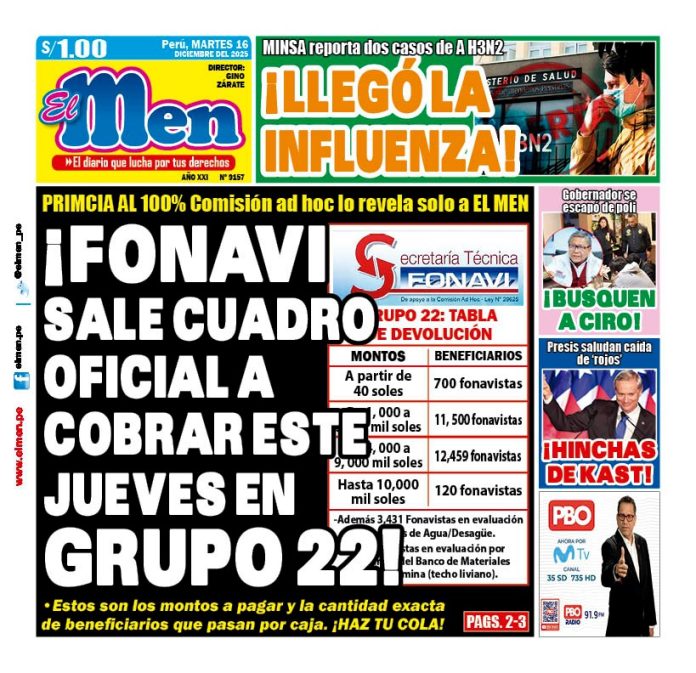 Portada Diario El Men (16/12/2025)