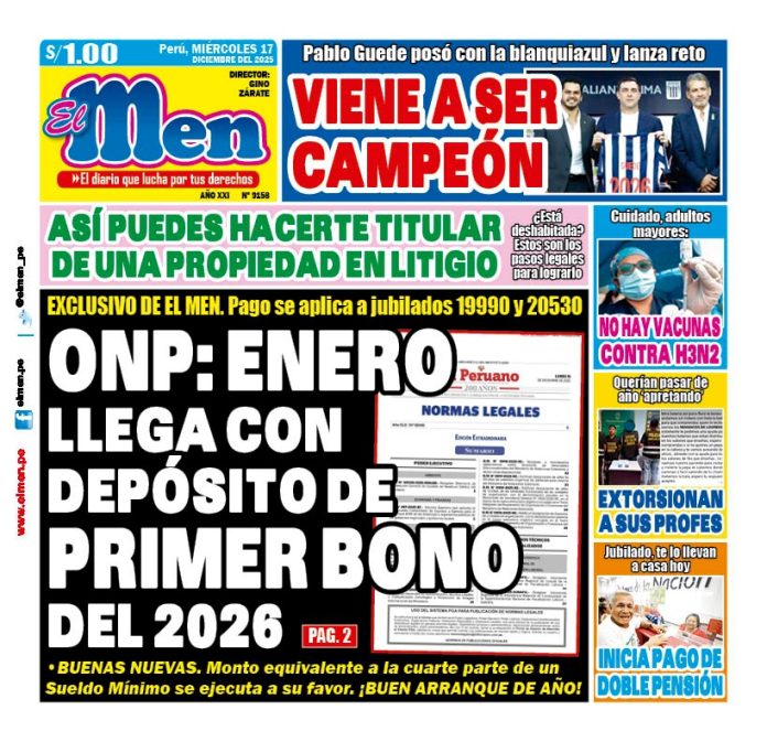Portada Diario El Men (17/12/2025) Portada Diario El Men (17/12/2025)