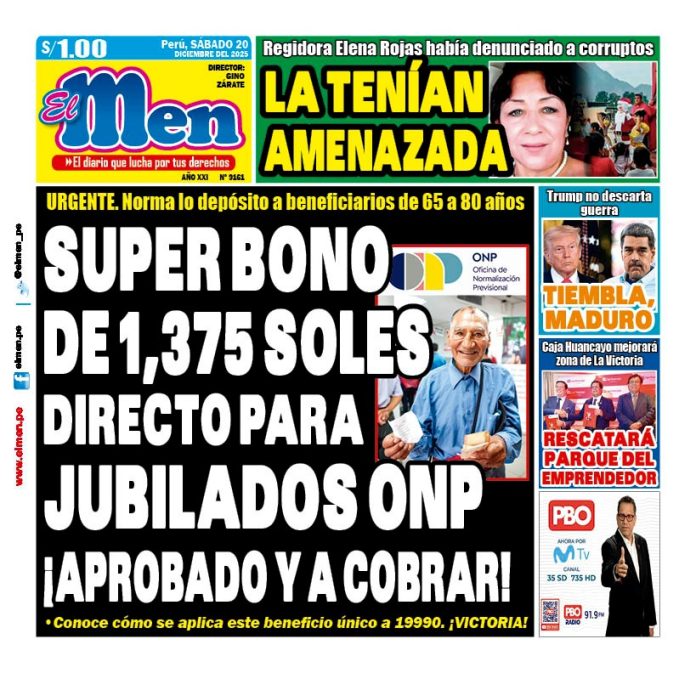 Portada Diario El Men (20/12/2025) Portada Diario El Men (20/12/2025)