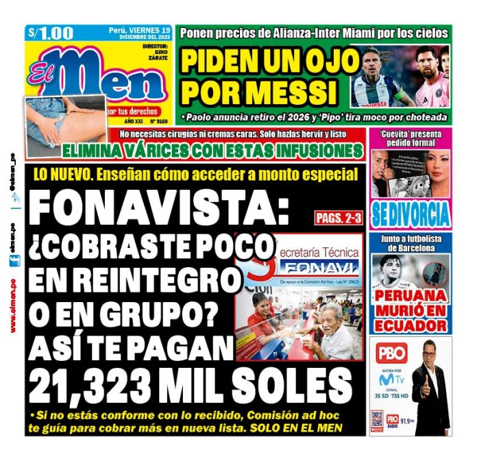 Portada Diario El Men (19/12/2025) Portada Diario El Men (19/12/2025)
