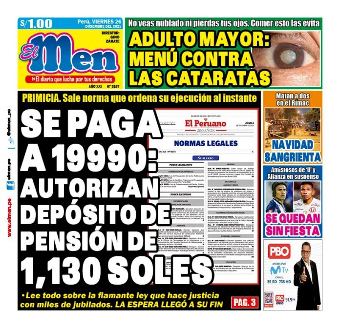 Portada Diario El Men (26/12/2025) Portada Diario El Men (26/12/2025)