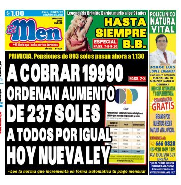 Portada Diario El Men (29/12/2025)