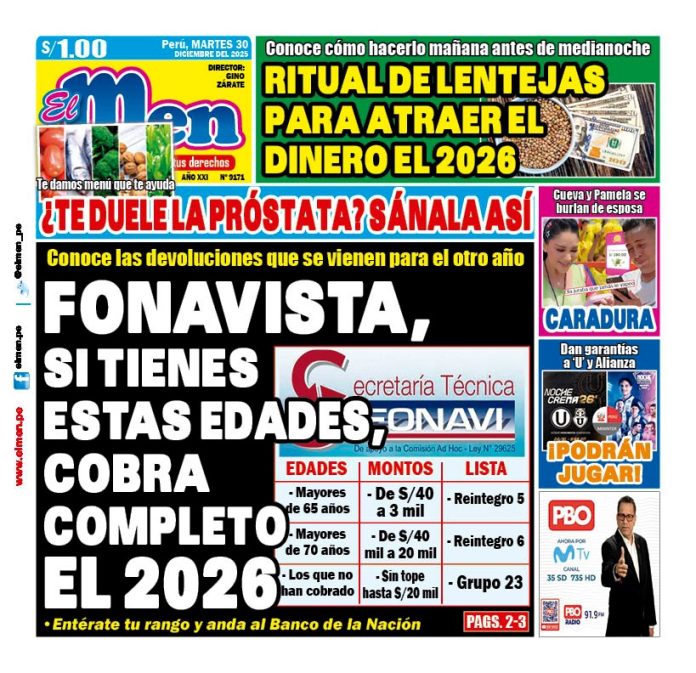 Portada Diario El Men (30/12/2025) Portada Diario El Men (30/12/2025)