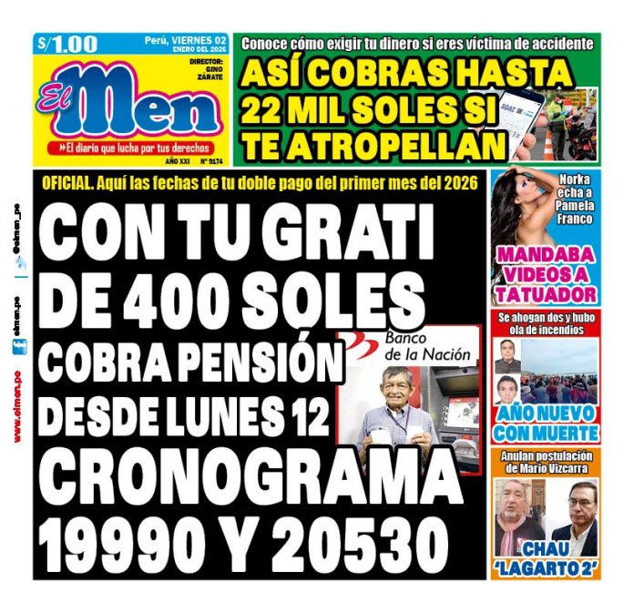 Portada Diario El Men (2/1/2026)