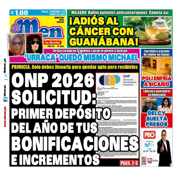 Portada Diario El Men (8/1/2026) Portada Diario El Men (8/1/2026)