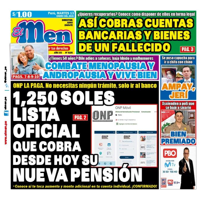 Portada Diario El Men (13/1/2026)