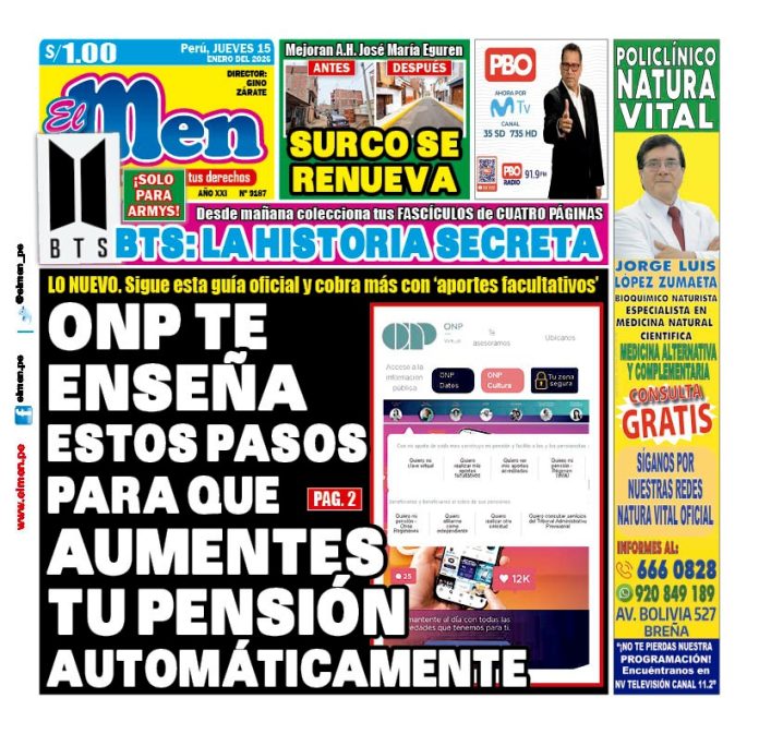 Portada Diario El Men (15/1/2026)