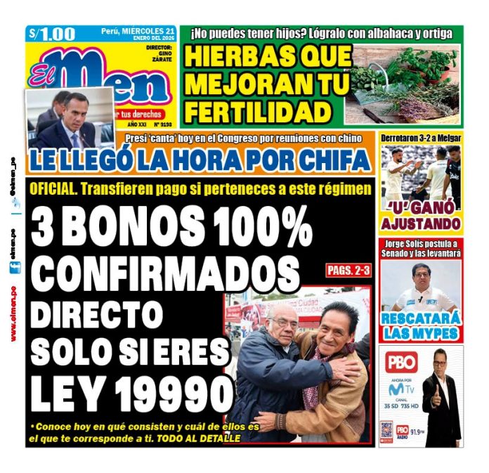 Portada Diario El Men (21/1/2026)