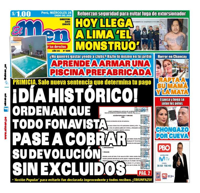 Portada Diario El Men (28/1/2026)