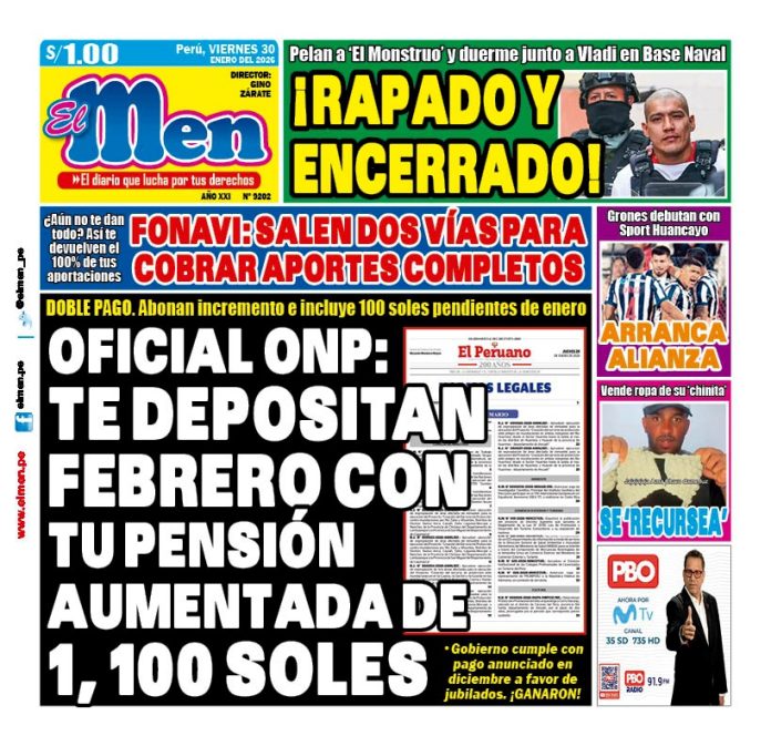 Portada Diario El Men (30/1/2026)