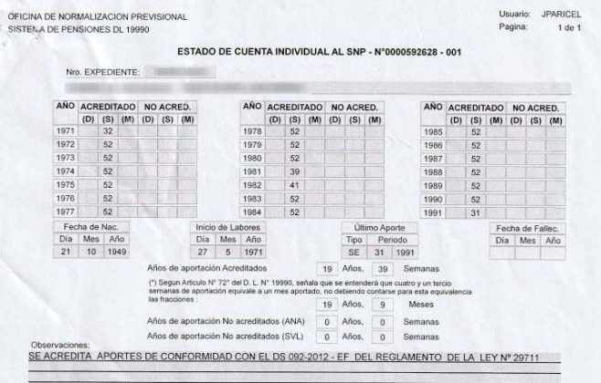 Estado de cuenta individual al SNP