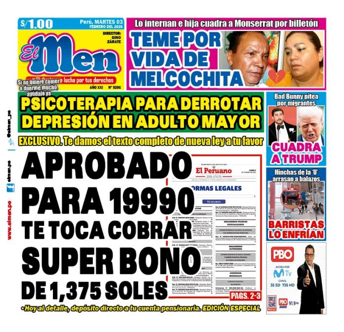 Portada Diario El Men (3/2/2026) Portada Diario El Men (3/2/2026)