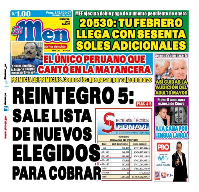 Portada Diario El Men (7/2/2026) Portada Diario El Men (7/2/2026)