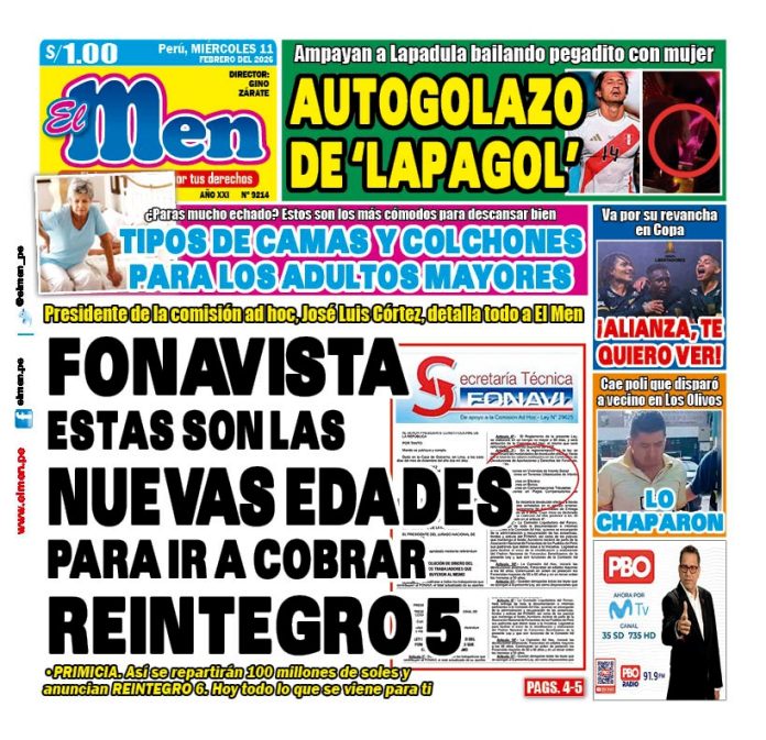 Portada Diario El Men (11/2/2026) Portada Diario El Men (11/2/2026)