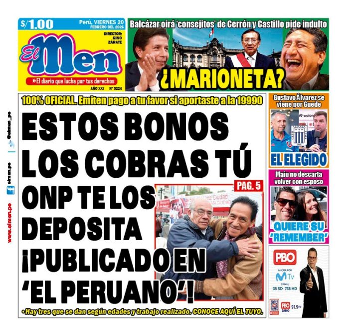Portada Diario El Men (20/2/2026) Portada Diario El Men (20/2/2026)