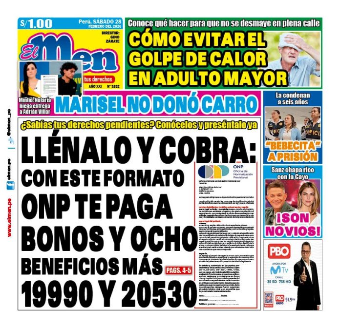 Portada Diario El Men (28/2/2026)