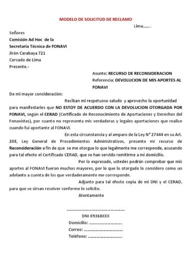 Fonavi - Recurso de reconsideración