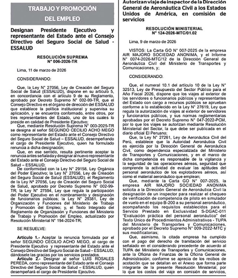 Resolución Suprema N° 006-2026-TR