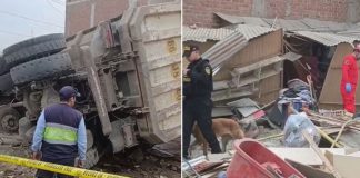 Volquete se estrella en casa y mata a dos