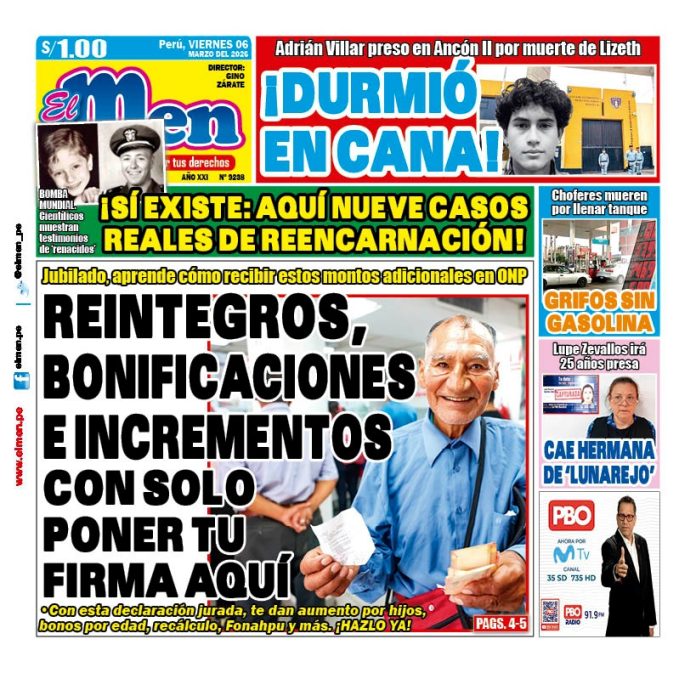 Portada Diario El Men (6/3/2026) Portada Diario El Men (6/3/2026)