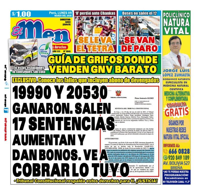 Portada Diario El Men (9/3/2026)
