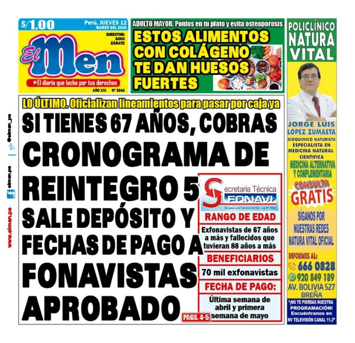 Portada Diario El Men (12/3/2026)