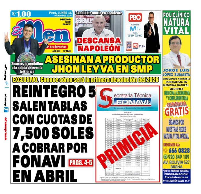 Portada Diario El Men (16/3/2026)