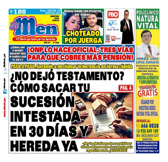 Portada Diario El Men (19/3/2026) Portada Diario El Men (19/3/2026)