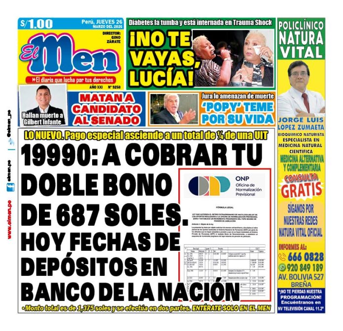 Portada Diario El Men (26/3/2026)