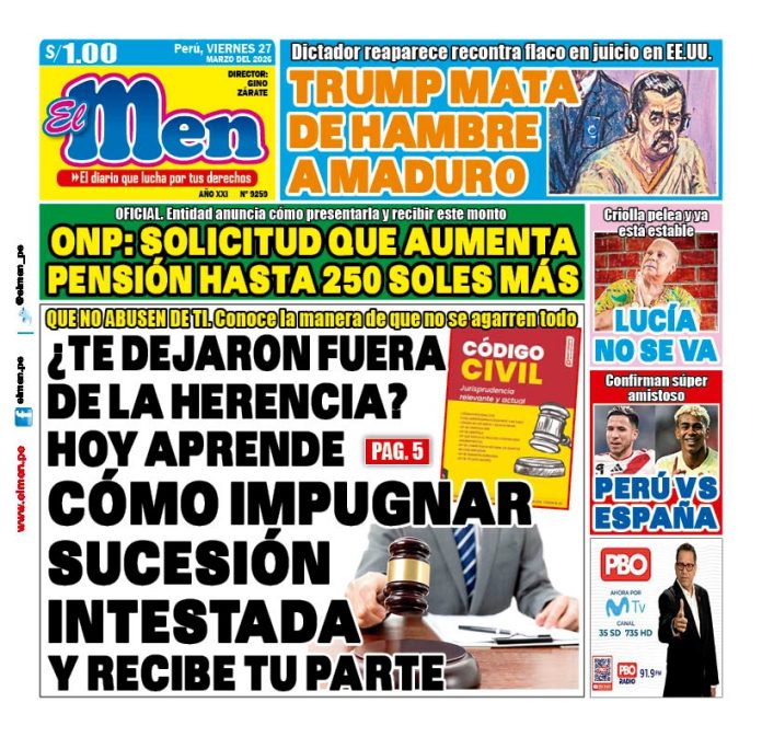 Portada Diario El Men (27/3/2026)