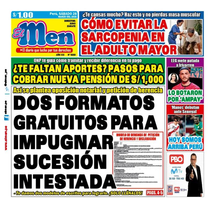 Portada Diario El Men (28/3/2026)