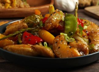 pechuga de pollo al durazno