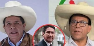 Pedro Castillo , Vladimir Cerrón y Roberto Sánchez