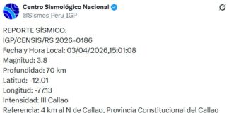 Sismo de magnitud 3.8 se registró en el Callao