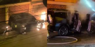 Sujeto en moto incendia camioneta de empresario