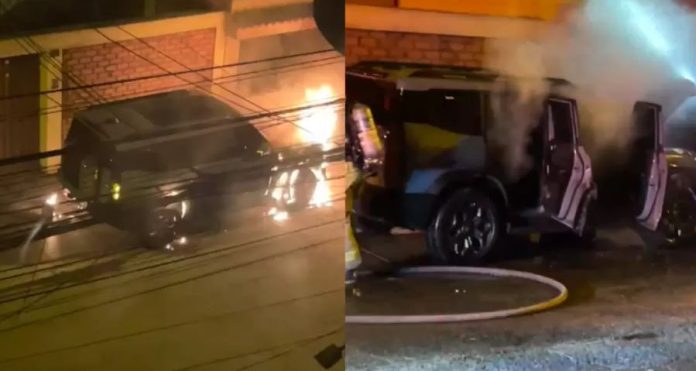 Sujeto en moto incendia camioneta de empresario