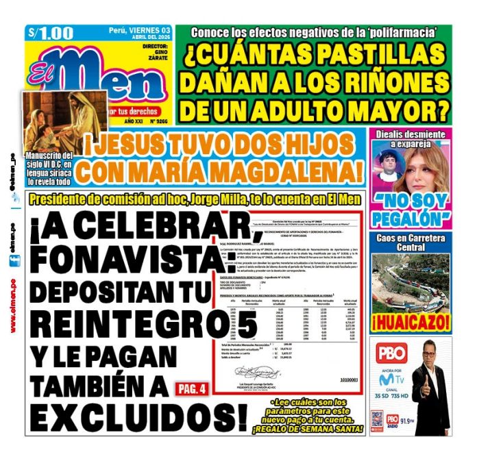Portada Diario El Men (3/4/2026)