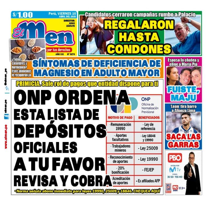Portada Diario El Men (10/4/2026)