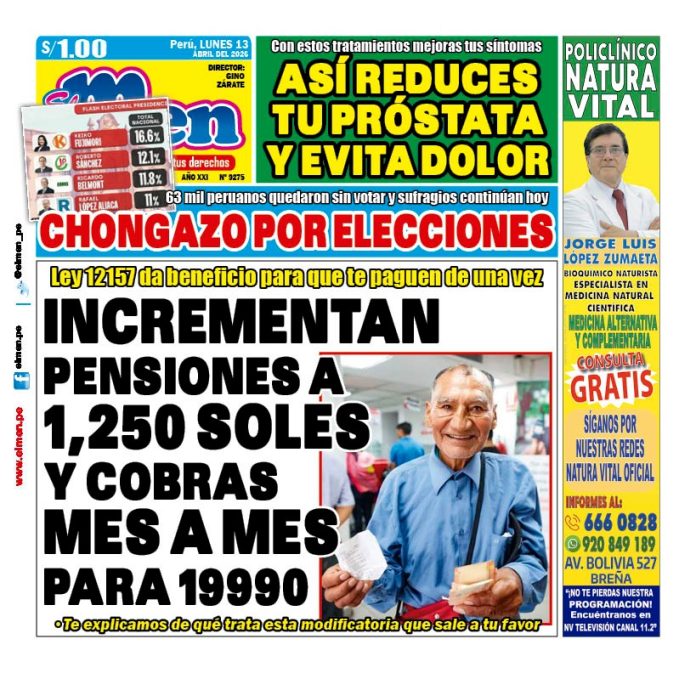 Portada Diario El Men (13/4/2026) Portada Diario El Men (13/4/2026)