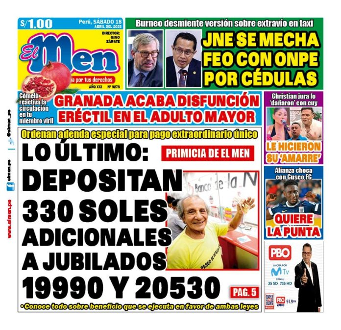 Portada Diario El Men (18/4/2026)