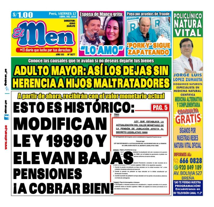 Portada Diario El Men (17/4/2026)